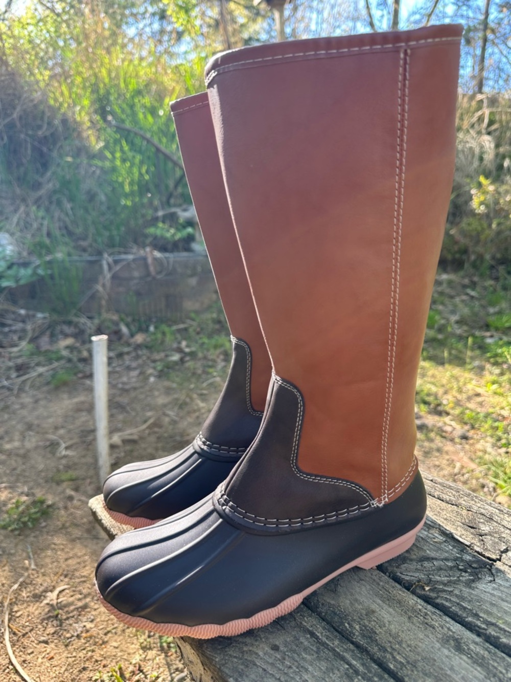 Outwoods Two-Tone Brown and Black Women's Waterproof Winter Boots